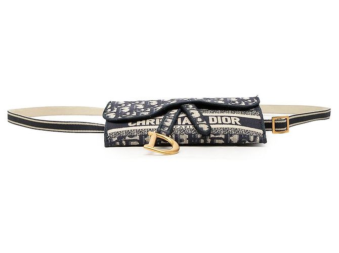 Dior Oblique Canvas Embroidered Saddle Slim Belt Pouch in Blau - Ansicht 3
