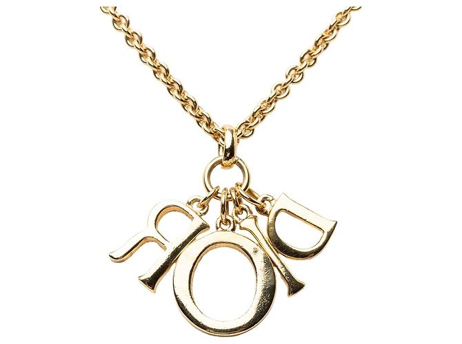 Dior Halskette mit strassbesetztem Logo-Anhänger, vergoldet Golden - Ansicht 3
