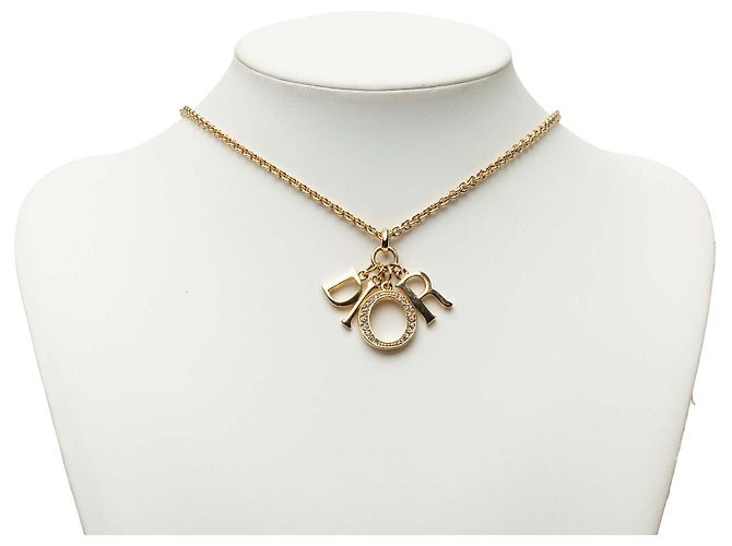 Dior Halskette mit strassbesetztem Logo-Anhänger, vergoldet Golden - Ansicht 6
