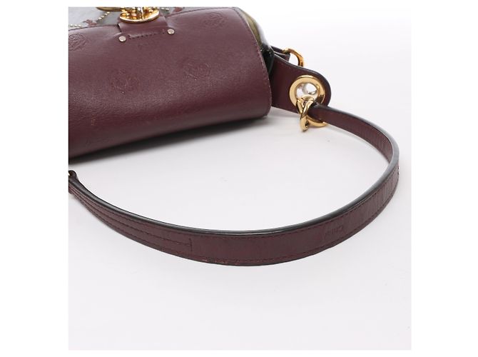 Chloé Borsa a tracolla Chloe Tess in pelle e camoscio Verde x Bordeaux Bordò - vista 10