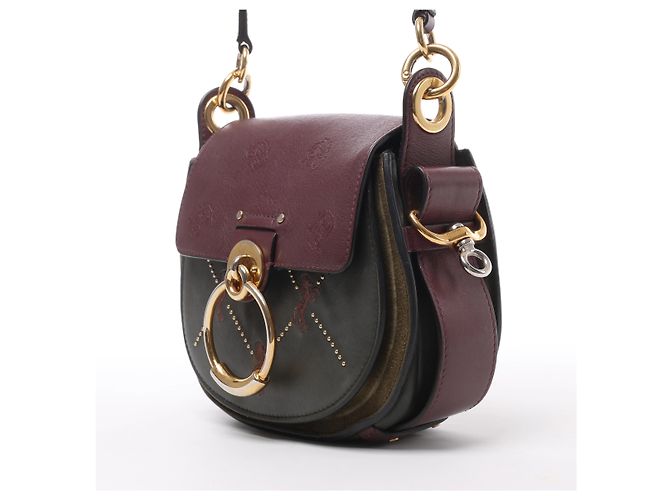 Chloé Borsa a tracolla Chloe Tess in pelle e camoscio Verde x Bordeaux Bordò - vista 2