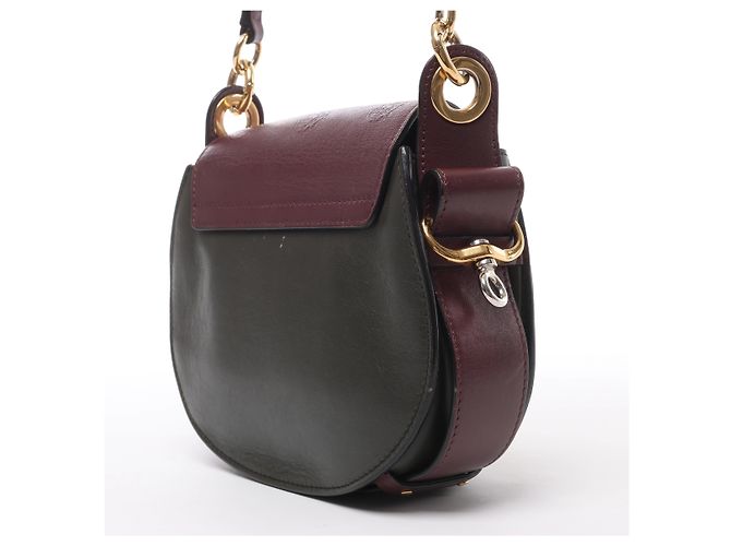 Chloé Borsa a tracolla Chloe Tess in pelle e camoscio Verde x Bordeaux Bordò - vista 3