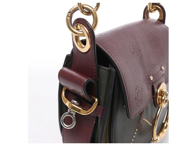 Chloé Borsa a tracolla Chloe Tess in pelle e camoscio Verde x Bordeaux Bordò - vista 4
