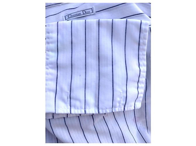 Camisa Christian Dior de algodón con rayas azules Blanco - vista 10