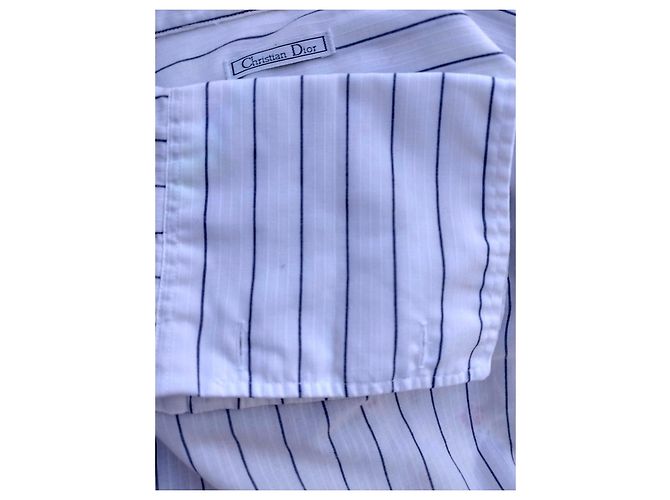 Camisa Christian Dior de algodón con rayas azules Blanco - vista 11