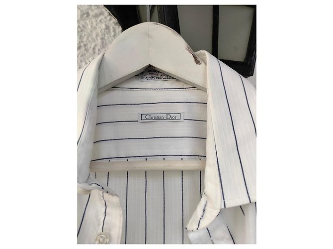 Camisa Christian Dior de algodón con rayas azules Blanco - vista 3