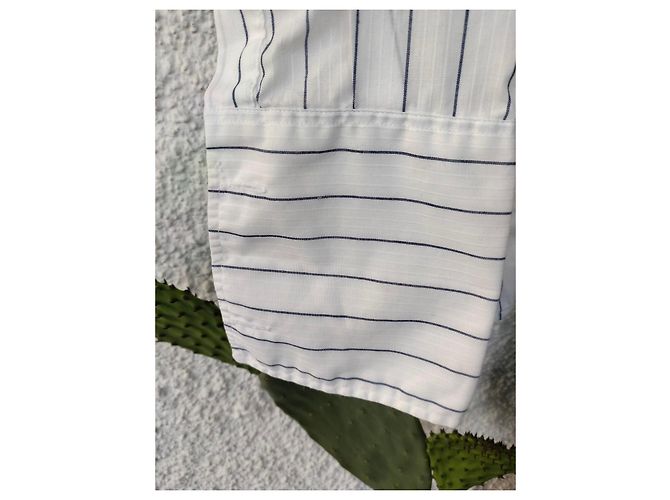 Camisa Christian Dior de algodón con rayas azules Blanco - vista 6