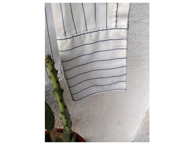 Camisa Christian Dior de algodón con rayas azules Blanco - vista 7