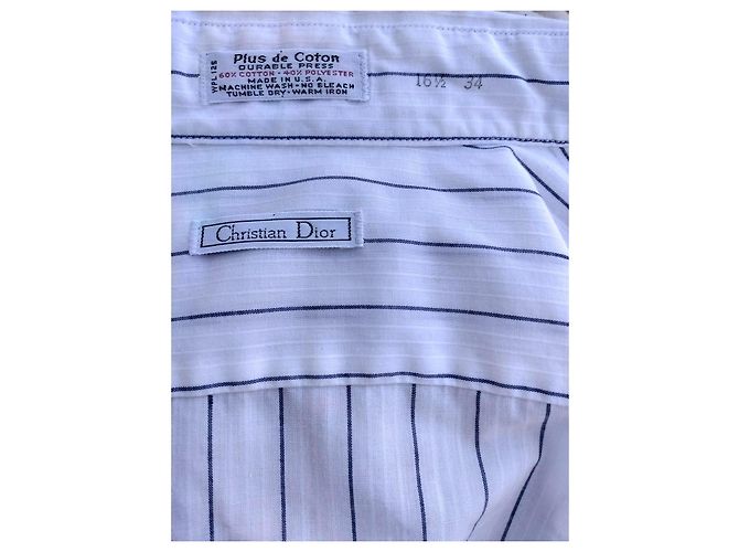 Camisa Christian Dior de algodón con rayas azules Blanco - vista 8