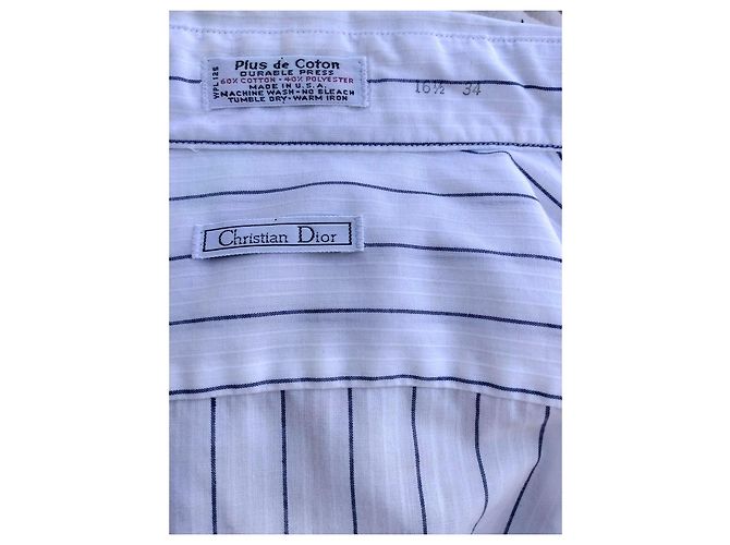 Camisa Christian Dior de algodón con rayas azules Blanco - vista 9