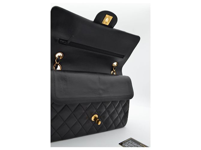 Timeless Borsa Chanel Classic Double Flap Nero Pelle d'Agnello - vista 13