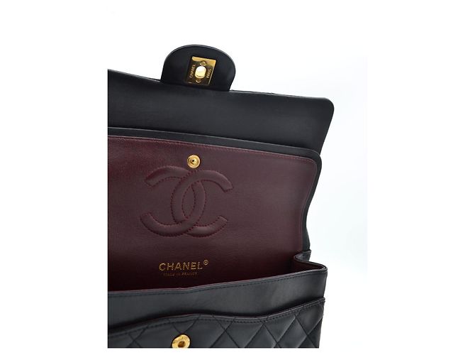 Timeless Borsa Chanel Classic Double Flap Nero Pelle d'Agnello - vista 15