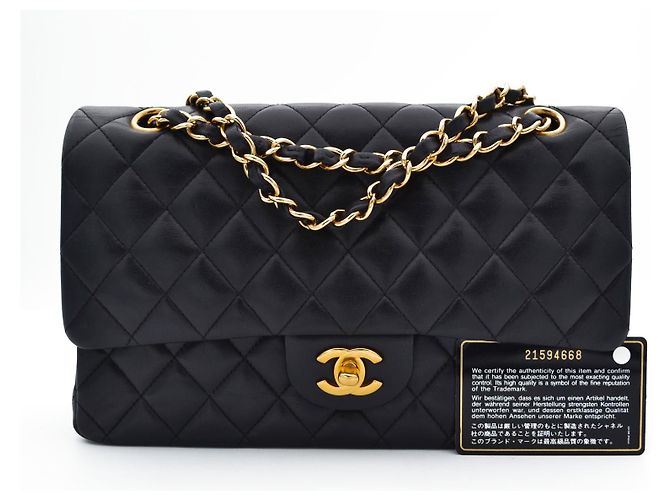 Timeless Borsa Chanel Classic Double Flap Nero Pelle d'Agnello - vista 2