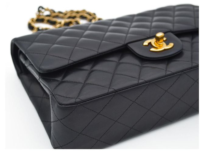 Timeless Borsa Chanel Classic Double Flap Nero Pelle d'Agnello - vista 8