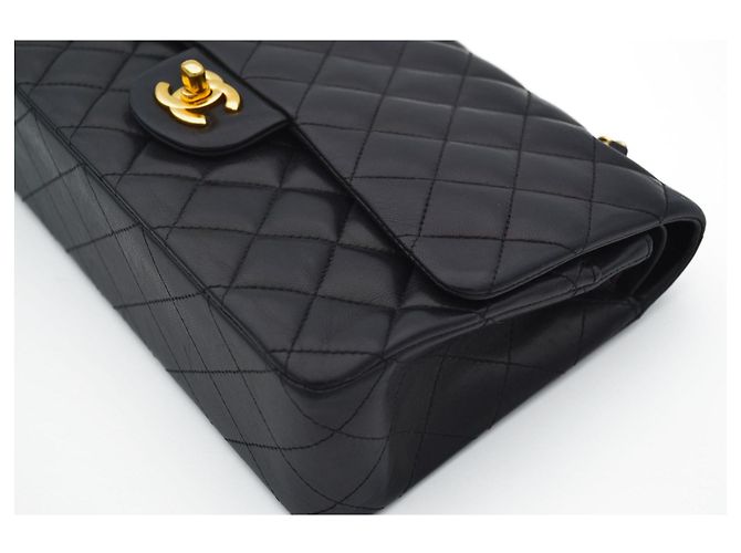 Timeless Borsa Chanel Classic Double Flap Nero Pelle d'Agnello - vista 9