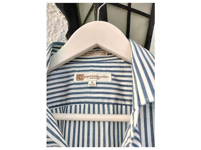Camicia Pierre Balmain Monsieur a Righe Blu e Bianca Bianco - vista 2