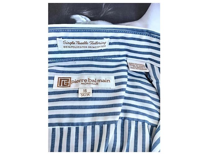 Camicia Pierre Balmain Monsieur a Righe Blu e Bianca Bianco - vista 5