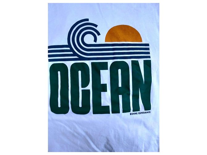Autre Marque Bonne Esperance T-shirt in cotone "Ocean" - Bianca Bianco Blu Verde Arancione - vista 3