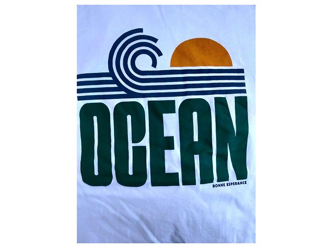 Autre Marque Bonne Esperance T-shirt in cotone "Ocean" - Bianca Bianco Blu Verde Arancione - vista 4