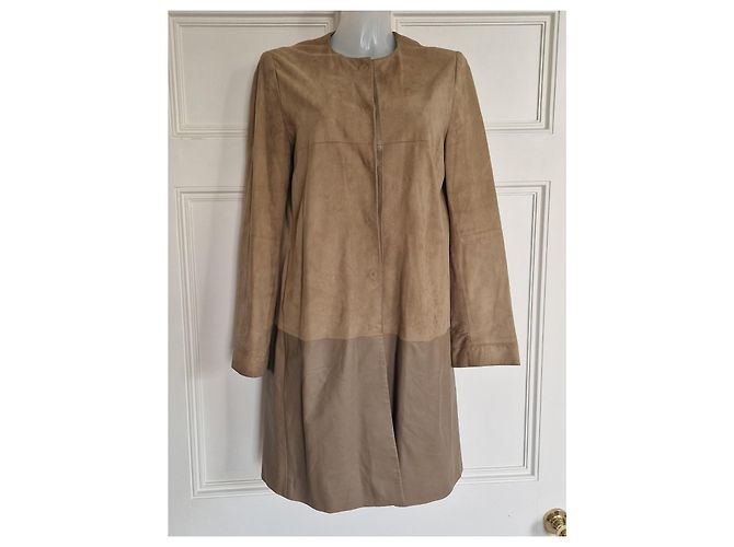 Autre Marque S Max Mara Abrigo de ante y cuero beige - vista 2