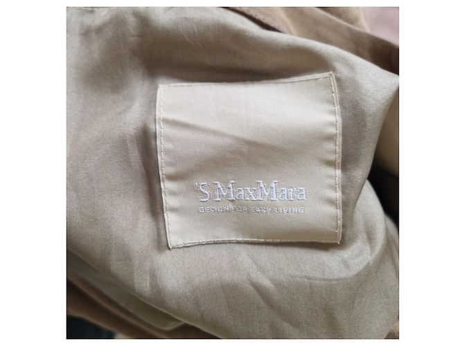 Autre Marque S Max Mara Abrigo de ante y cuero beige - vista 4