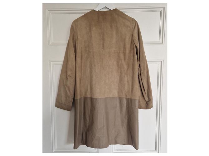 Autre Marque S Max Mara Abrigo de ante y cuero beige - vista 5