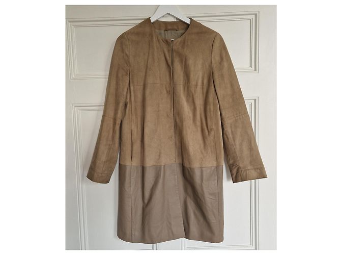 Autre Marque S Max Mara Abrigo de ante y cuero beige - vista 6