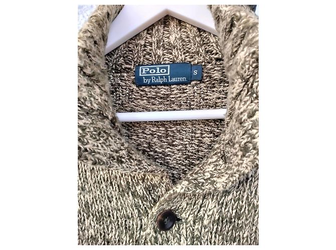 Polo Ralph Lauren Strickpullover aus Mischgewebe mit Schalkragen Weiß Olivgrün - Ansicht 4