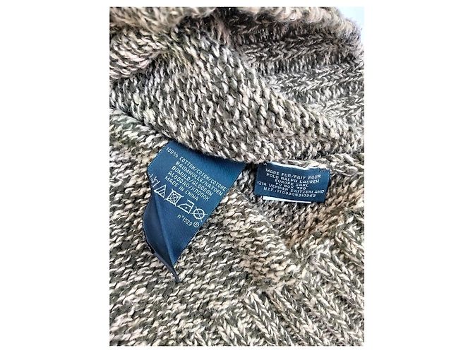 Polo Ralph Lauren Strickpullover aus Mischgewebe mit Schalkragen Weiß Olivgrün - Ansicht 5