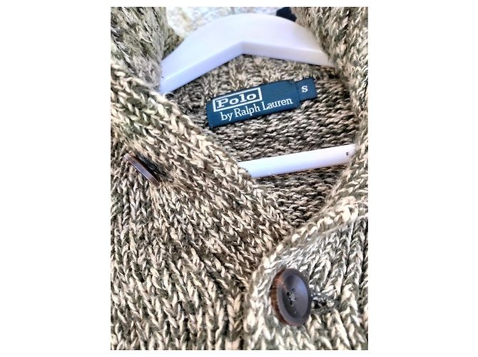 Polo Ralph Lauren Strickpullover aus Mischgewebe mit Schalkragen Weiß Olivgrün - Ansicht 7