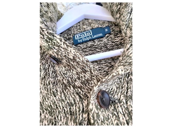 Polo Ralph Lauren Strickpullover aus Mischgewebe mit Schalkragen Weiß Olivgrün - Ansicht 8