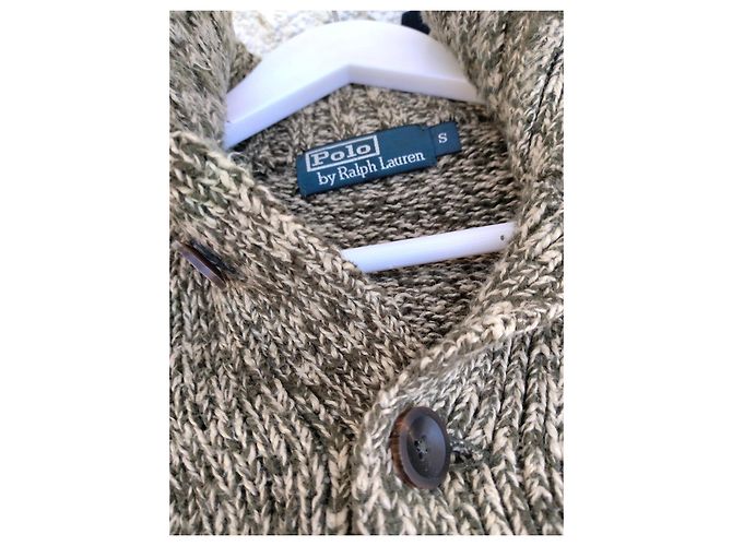 Polo Ralph Lauren Strickpullover aus Mischgewebe mit Schalkragen Weiß Olivgrün - Ansicht 9