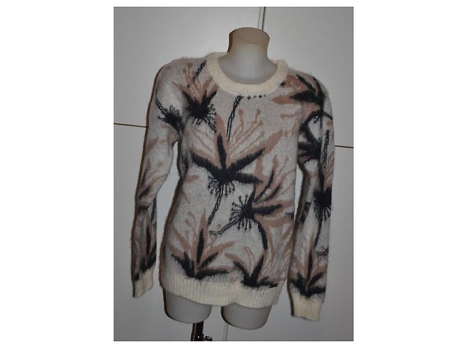 Alessandro Dell'Acqua Wollmischpullover mit Blumenprint Braun Pink Weiß Grau - Ansicht 2
