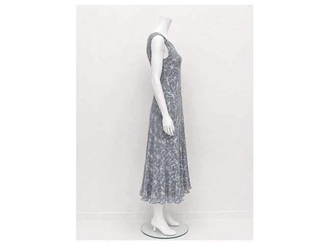 Vestido midi de seda estampado Diane von Furstenberg Blanco Gris - vista 3