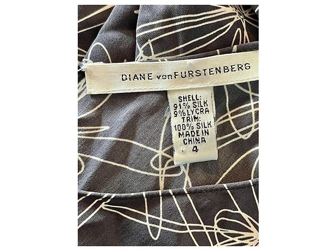 Vestido midi de seda estampado Diane von Furstenberg Blanco Gris - vista 5