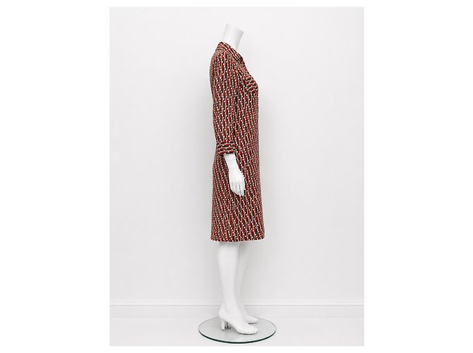 Vestido polo Diane von Furstenberg de jersey de seda Castaño Negro Blanco Roja - vista 3