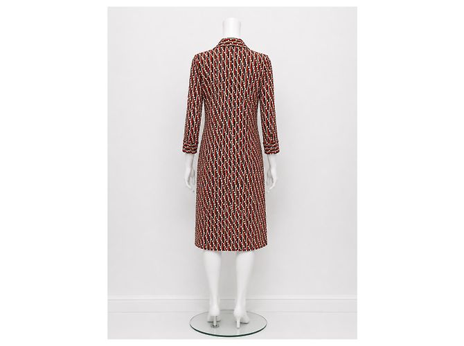 Vestido polo Diane von Furstenberg de jersey de seda Castaño Negro Blanco Roja - vista 4
