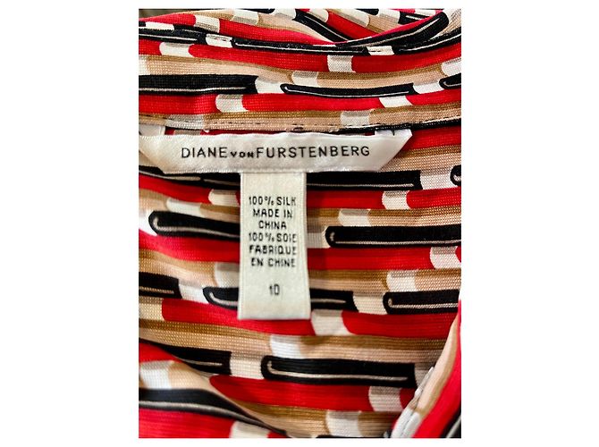 Vestido polo Diane von Furstenberg de jersey de seda Castaño Negro Blanco Roja - vista 5