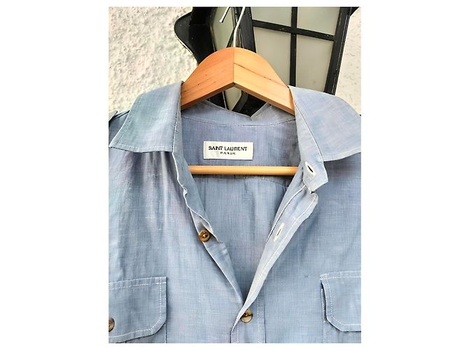 Camicia Saint Laurent in Cotone Blu - vista 2
