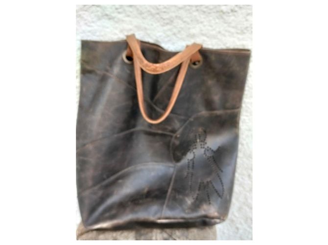 Autre Marque Borsa Tote Fly London Pelle Marrone Perforata - vista 2