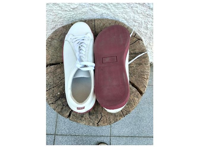 Autre Marque Rad. White Leather Sneakers with Red Soles - view 3