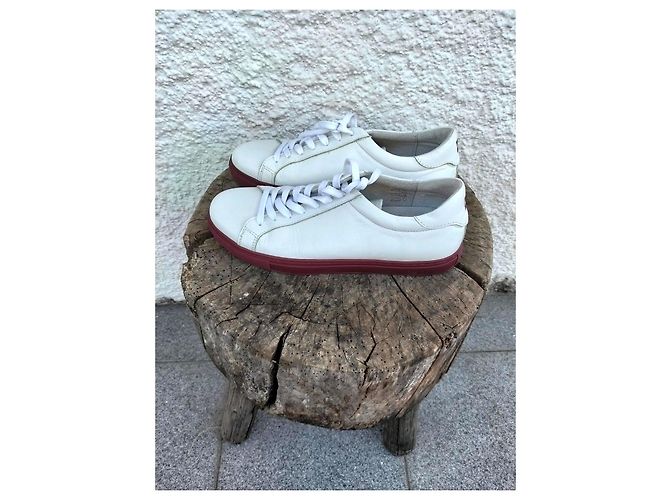 Autre Marque Rad. White Leather Sneakers with Red Soles - view 4