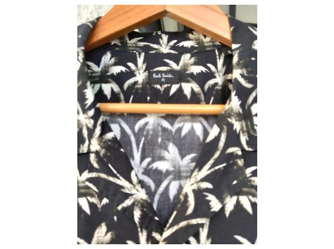 Paul Smith Kurzarmhemd mit Palmenprint Schwarz Weiß - Ansicht 2