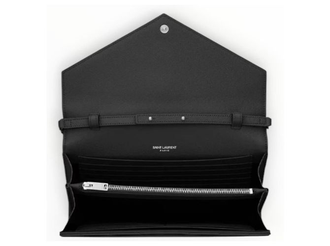 Borsa a catena Saint Laurent Monogram Chevron Nera Nero - vista 10