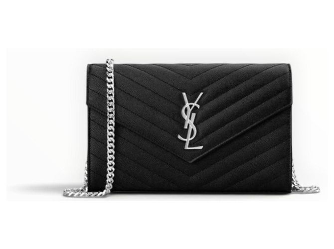Borsa a catena Saint Laurent Monogram Chevron Nera Nero - vista 13