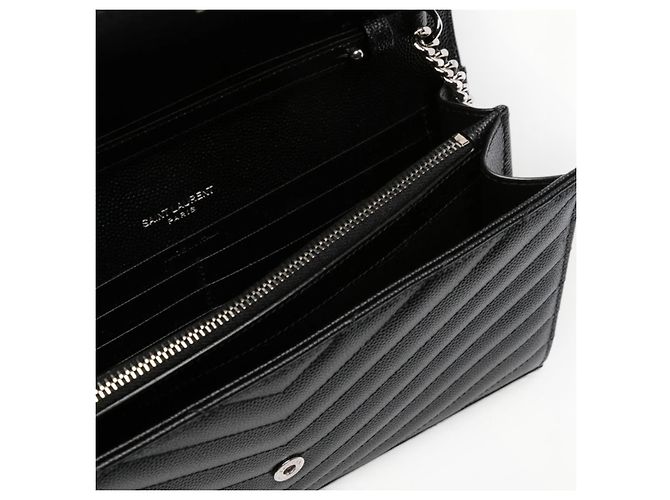 Borsa a catena Saint Laurent Monogram Chevron Nera Nero - vista 14