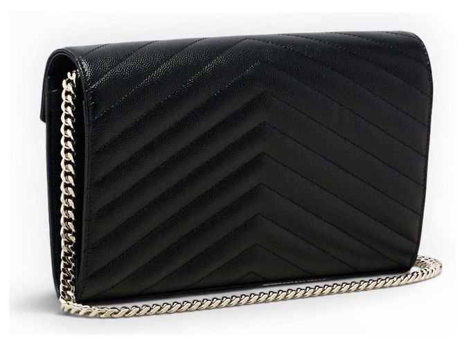 Borsa a catena Saint Laurent Monogram Chevron Nera Nero - vista 17