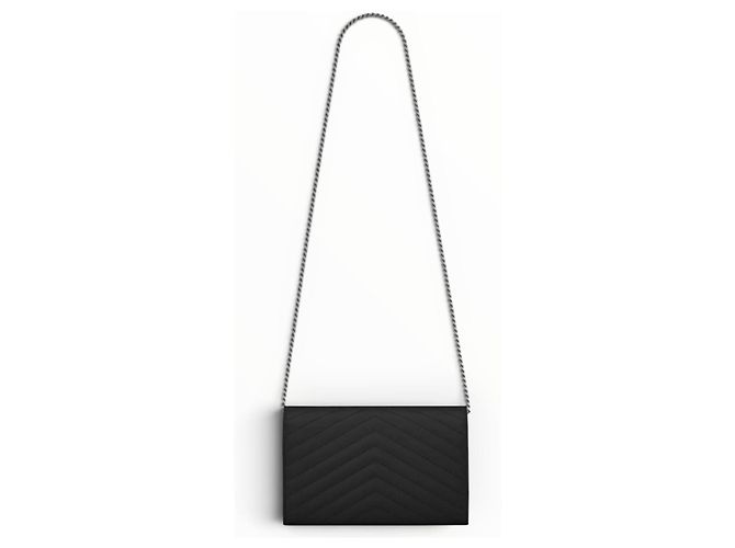 Borsa a catena Saint Laurent Monogram Chevron Nera Nero - vista 18