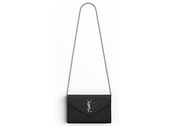 Borsa a catena Saint Laurent Monogram Chevron Nera Nero - vista 19