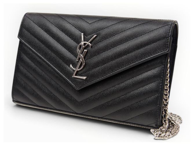 Borsa a catena Saint Laurent Monogram Chevron Nera Nero - vista 2